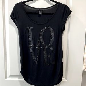 LOVE H&M black sequins tshirt